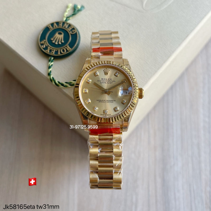 Rolex Datejust - 31mm / gold, com pedras