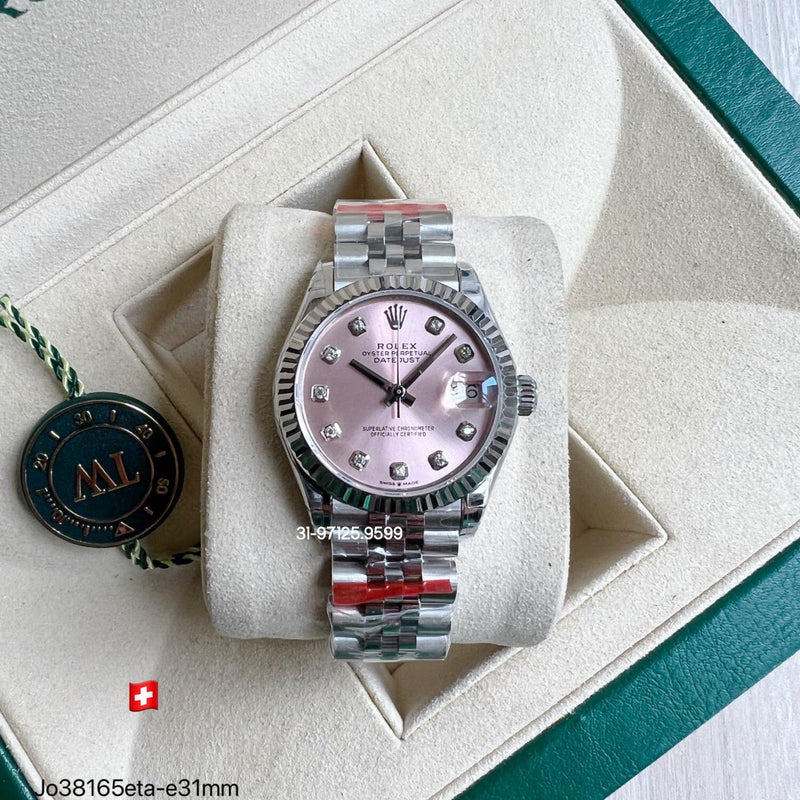 Rolex Datejust - 31mm / fundo rosa, com pedras