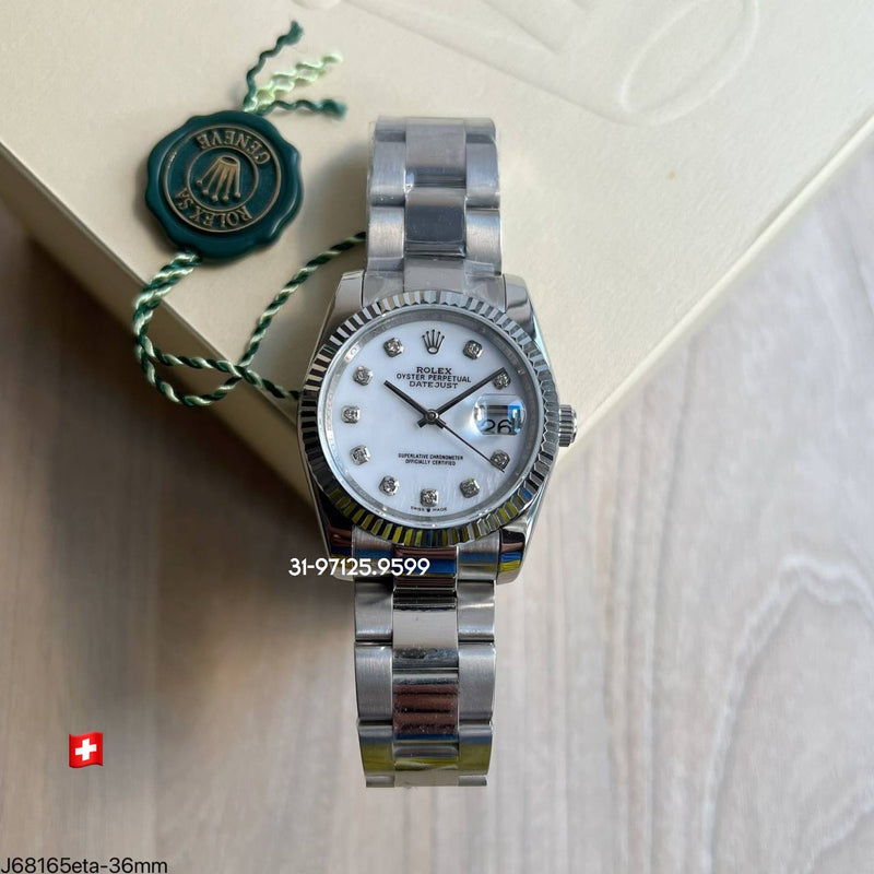 Rolex Datejust - 36mm / fundo Branco - com pedras