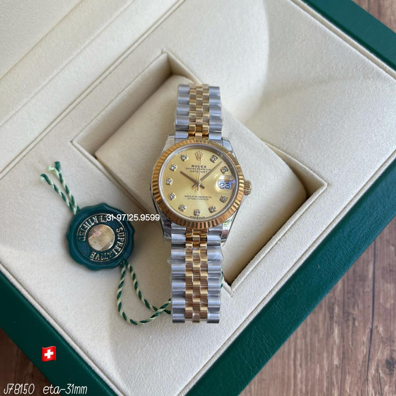 Rolex Datejust - 31mm / misto gold, com pedras